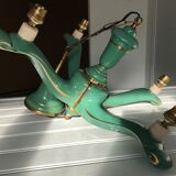 Chandelier with 4 arms in celadon green ceramic.