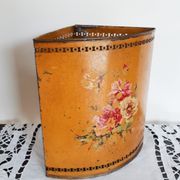 Openwork painted metal office paper basket, Napoleon III, antique French, XIX century