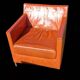Paire de fauteuil club en cuir orange 1980
