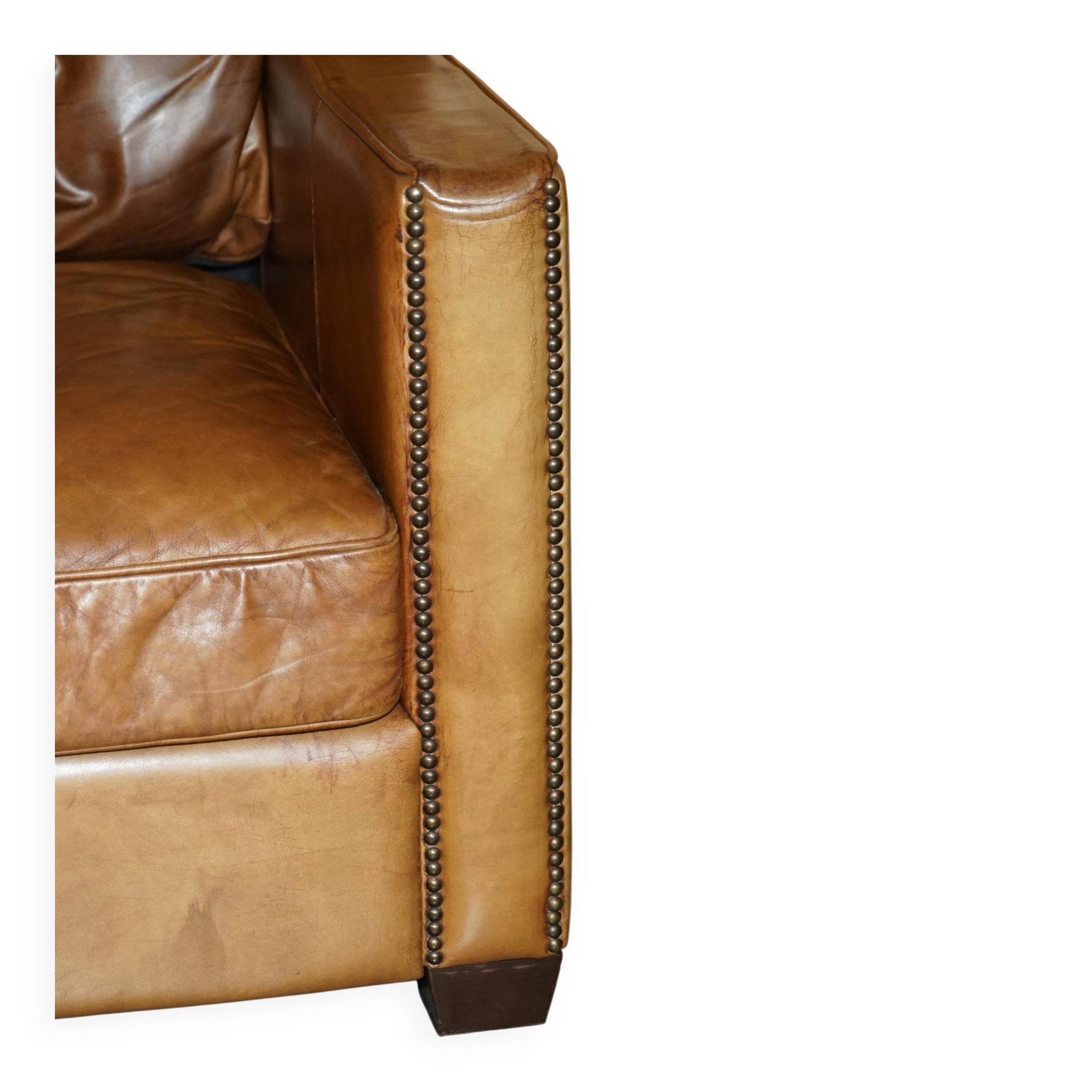 Three-seater leather sofa Viscount William Halo Timothy Oulton