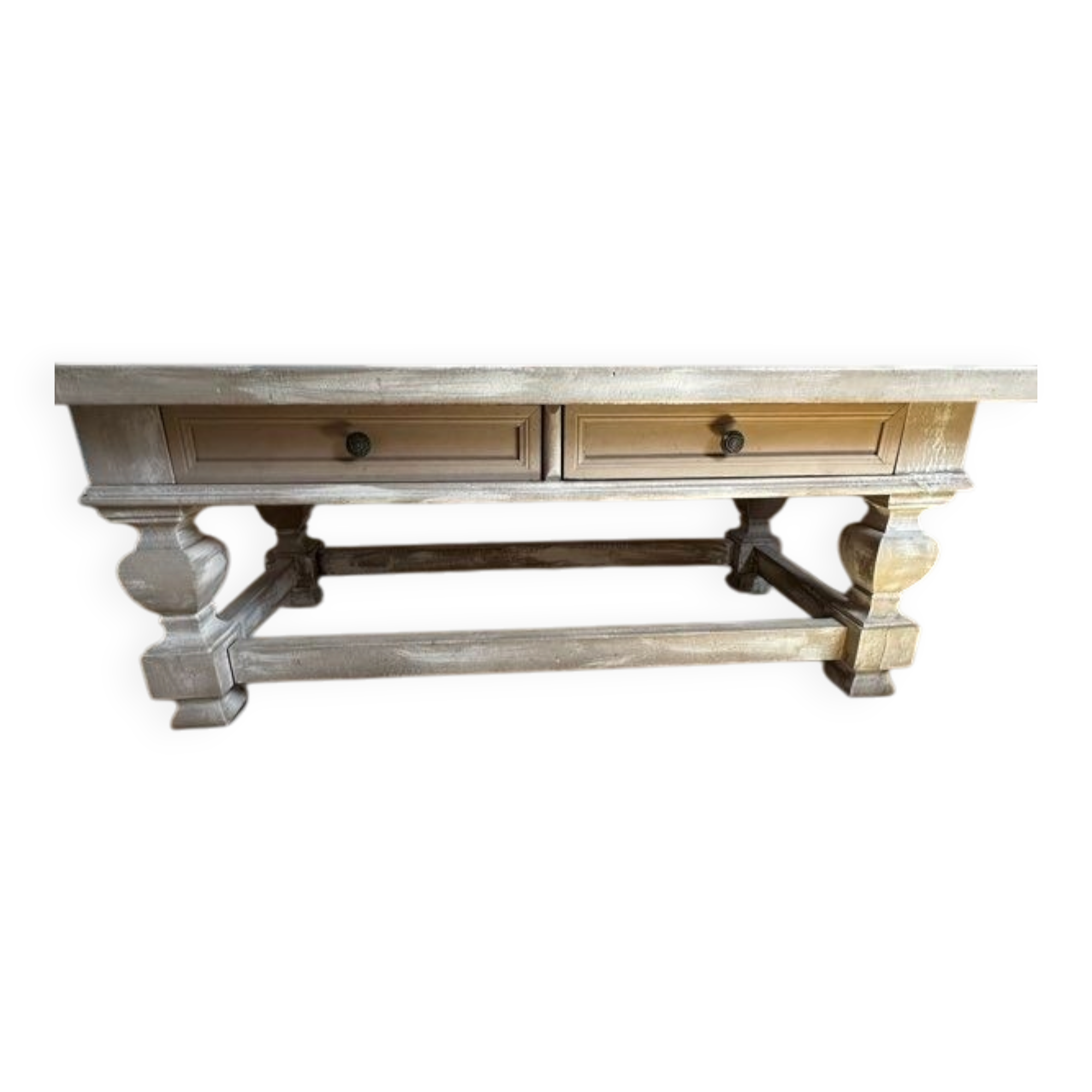 Solid wood coffee table in chic country style / distressed – 120 cm
