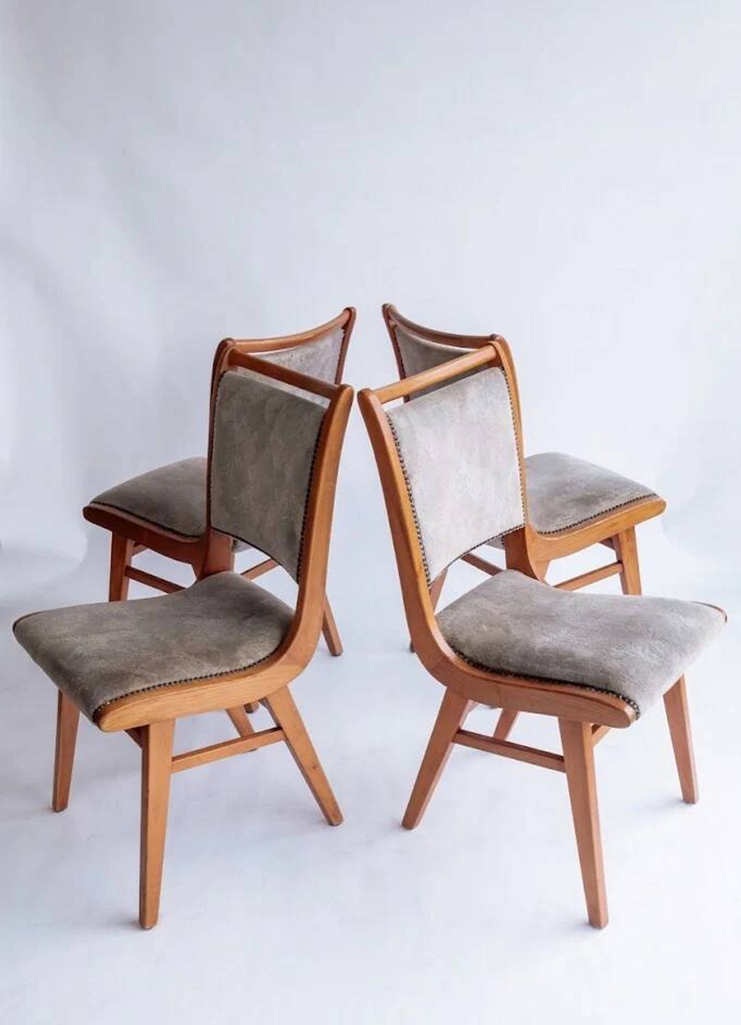 Lot de 4 chaises de salle à manger vintage en bois