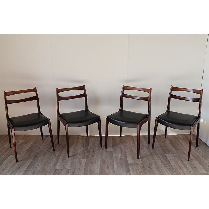 Series of 4 Scandinavian teak chairs 1960