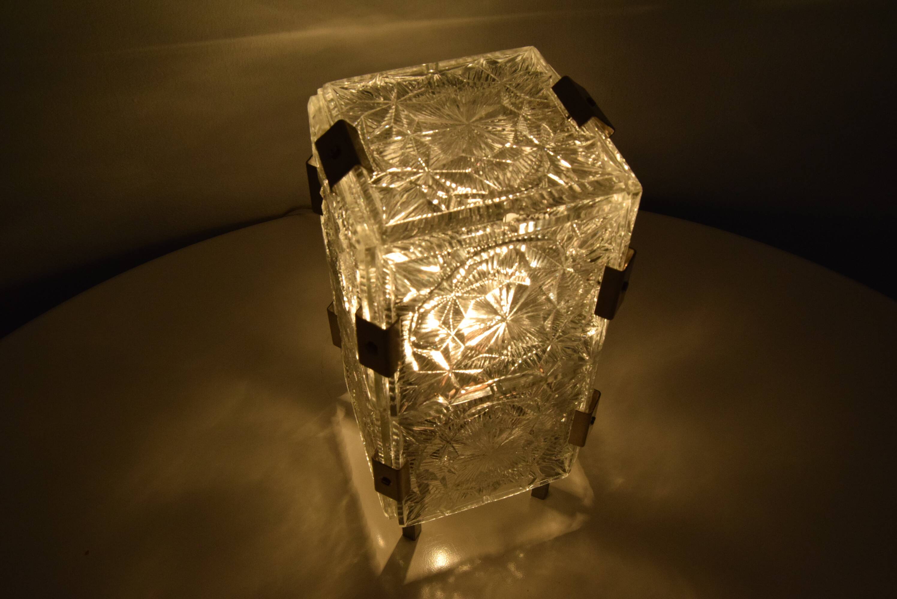 Vintage Glass  Table Lamp by Josef Hejtman for Kamenicky Senov,Czechoslovakia,1960's.