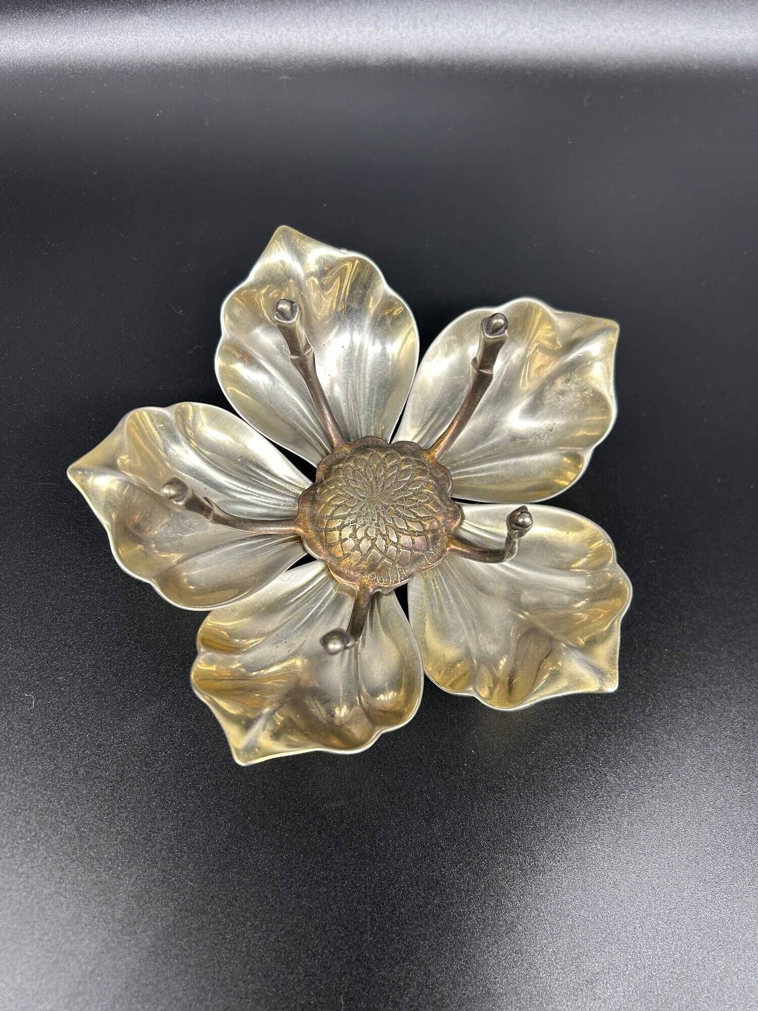 metal flower with removable petals 1970s