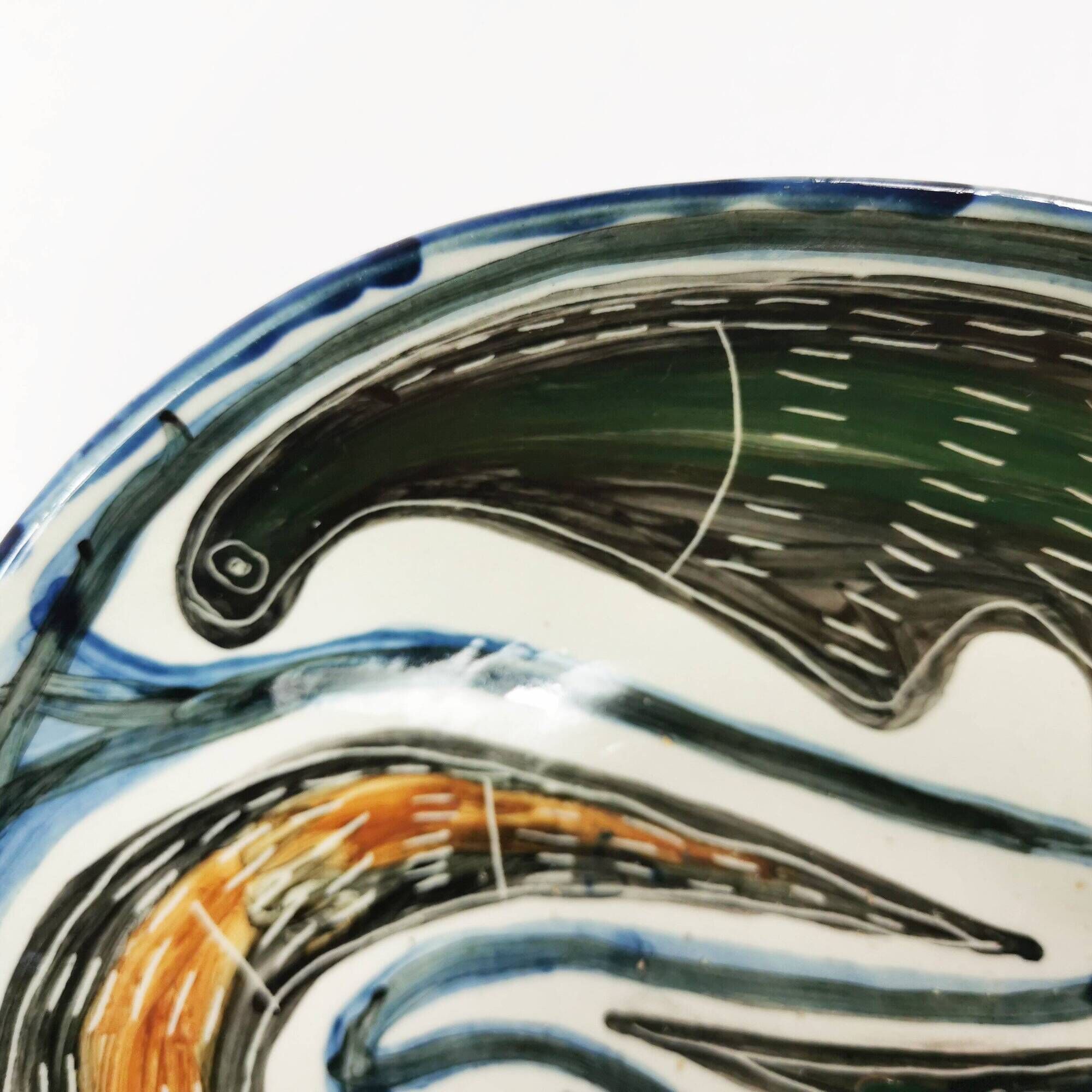 Ceramic bowl with an organic motif, Czechoslovakia, 1970s.
