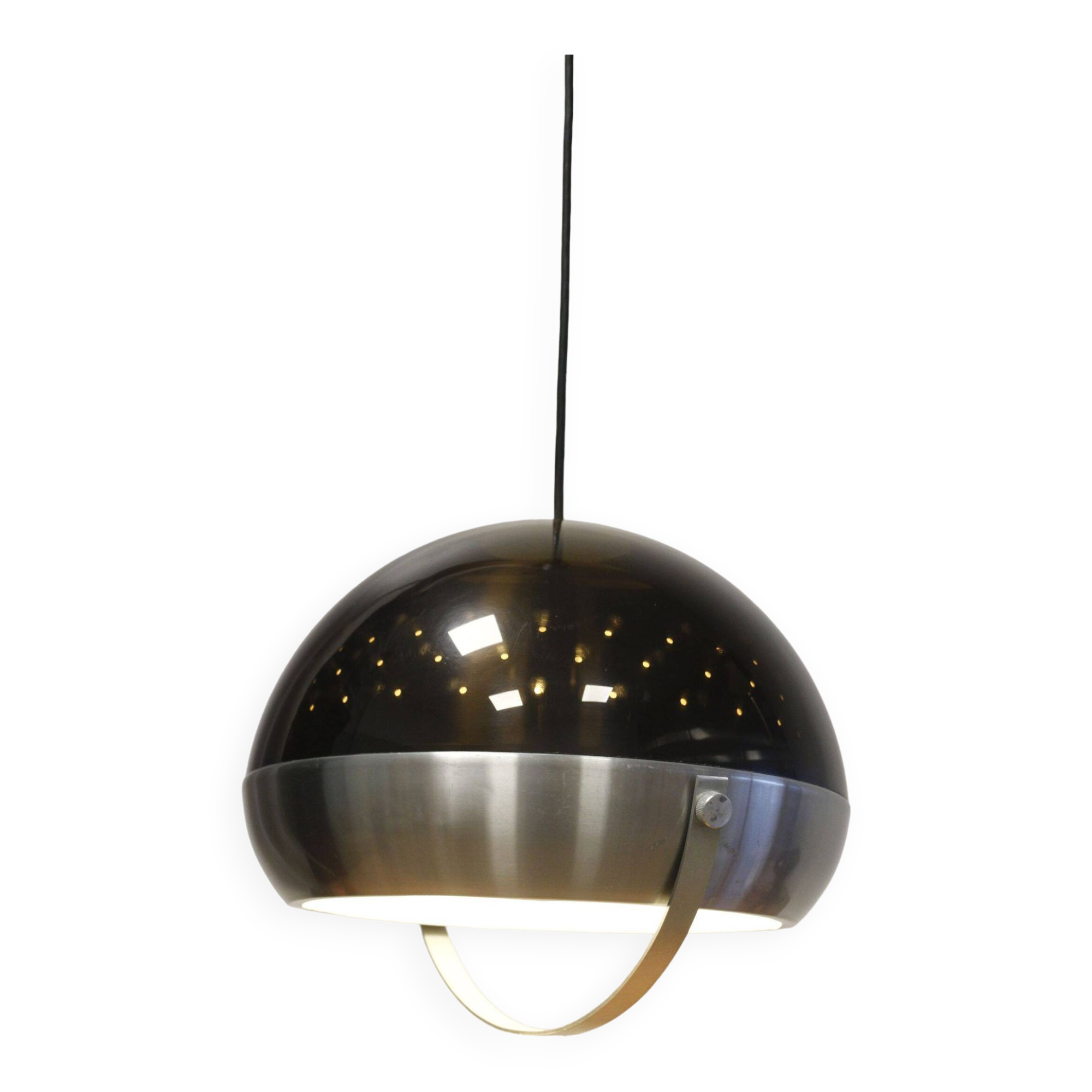Space Age pendant chandelier smoked plexiglass & aluminum 1970s