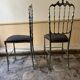 Pair of Chiavari chairs in polished mirror aluminium.