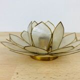 Candle holder flower lotus mother-of-pearl and brass
