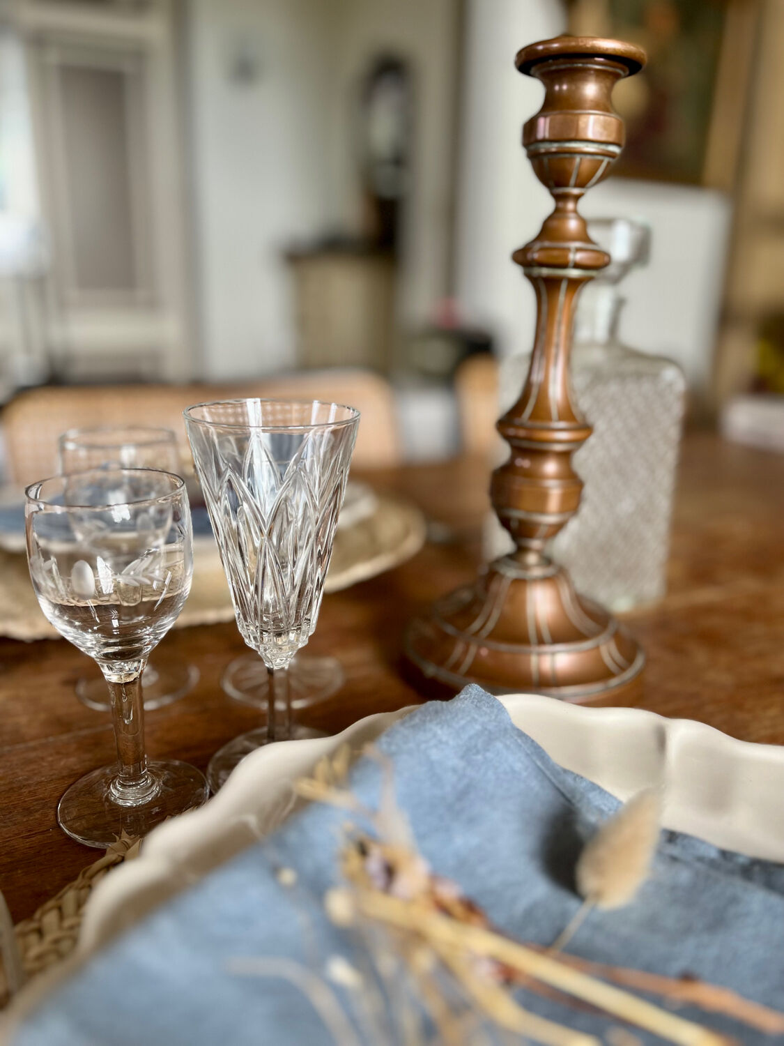 Vintage copper brass candle holder