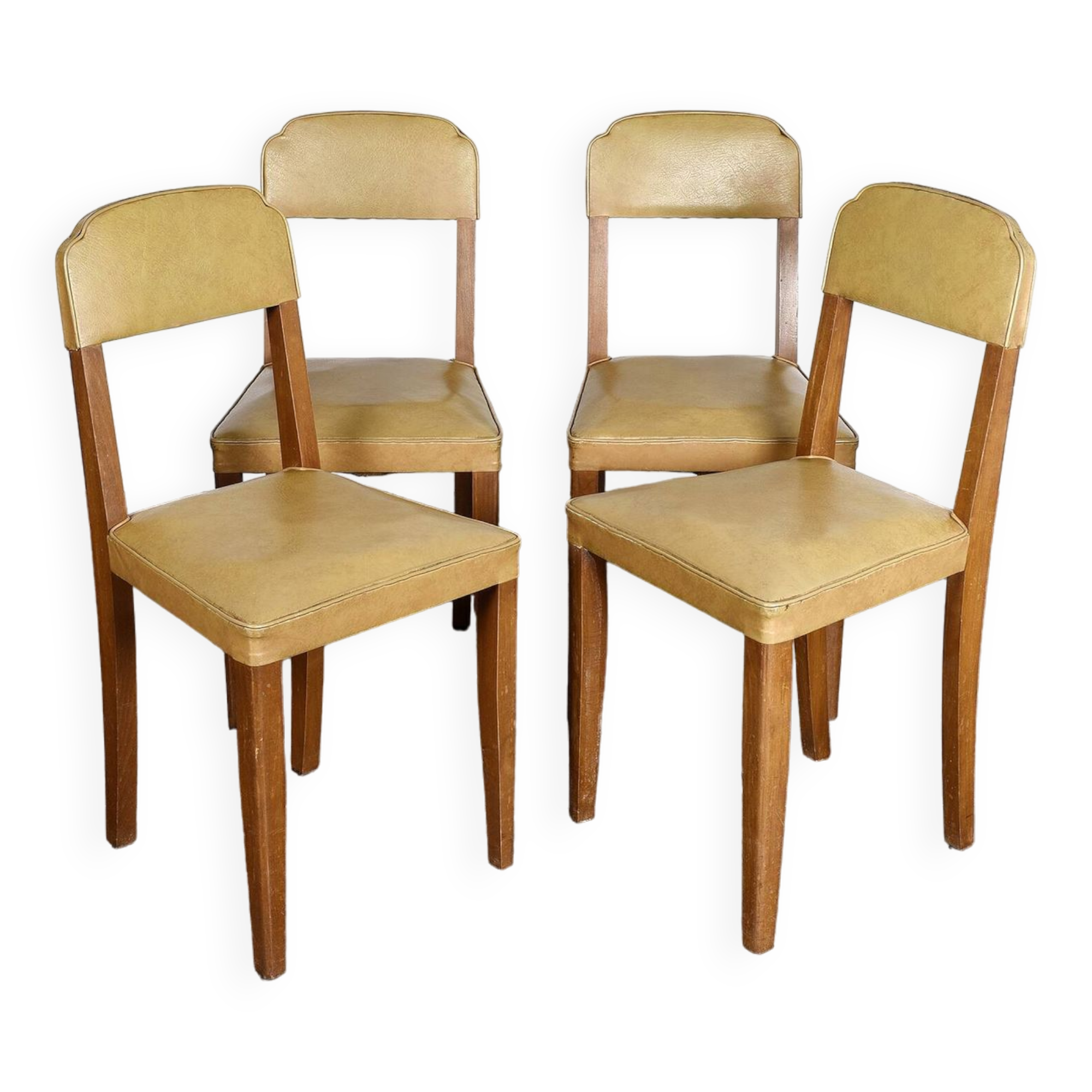 4 vintage leather chairs (yellow/ochre)