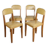 4 chaises vintage en cuir (jaune/ocre)