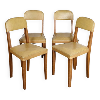 4 vintage leather chairs (yellow/ocher)