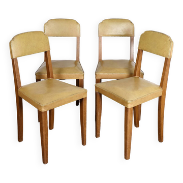 4 vintage leather chairs (yellow/ochre)
