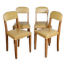4 chaises vintage en cuir (jaune/ocre)