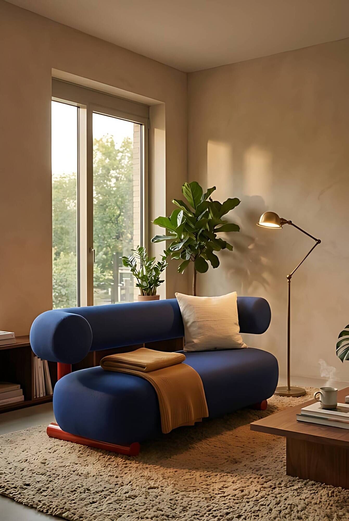 Two-seater sofa Moroso Pipe Blue