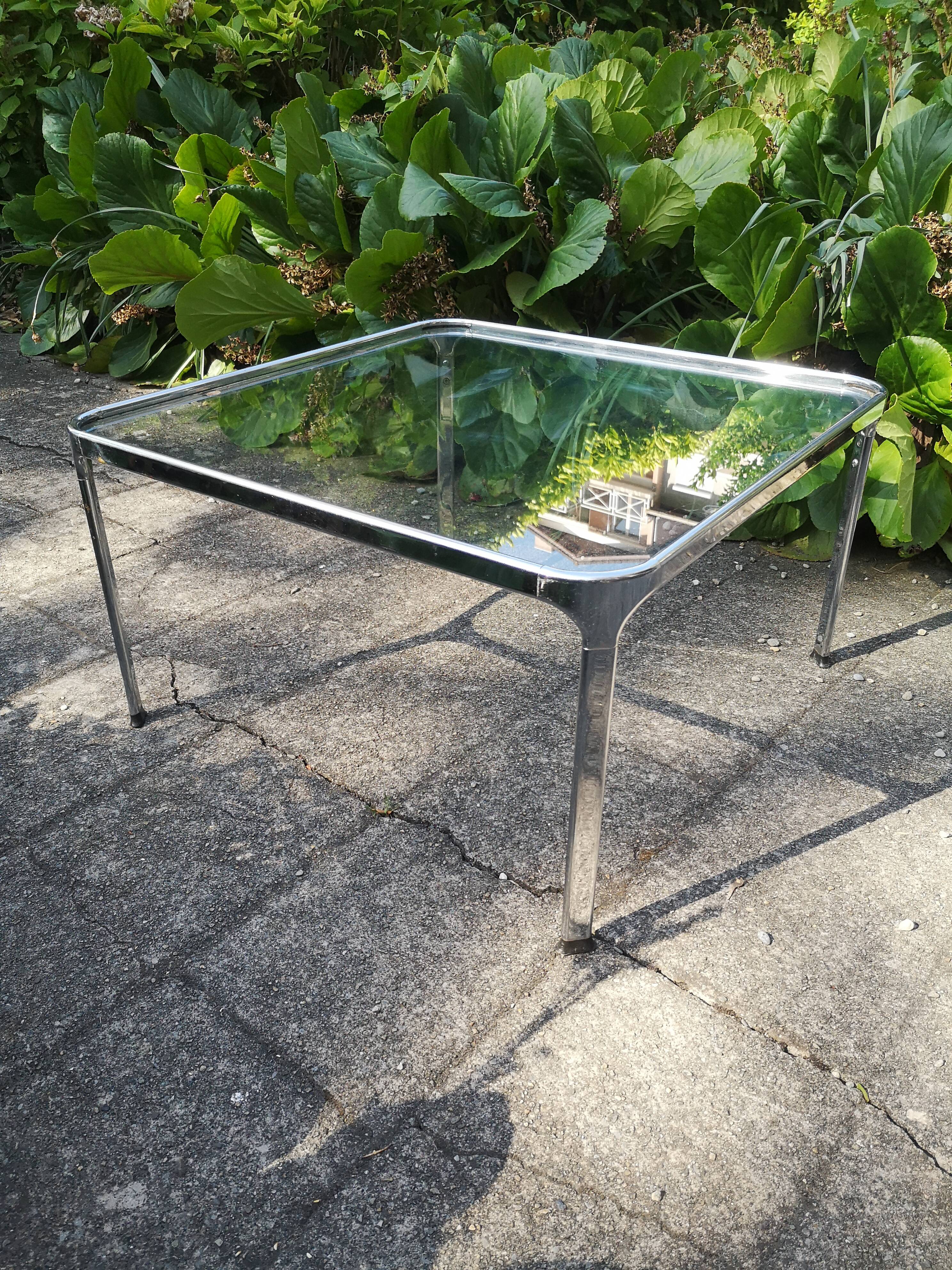 Vintage coffee table chrome and glass