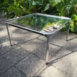 Vintage coffee table chrome and glass