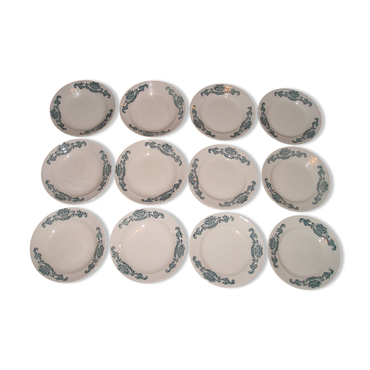 6 dinner plates, 6 plates service hollow earthenware Longchamp model Lutèce