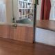 Vintage 70s dressing table with triptych mirror and matching bench.