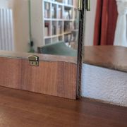 Coiffeuse vintage années 70 avec miroir triptyque & banc assorti