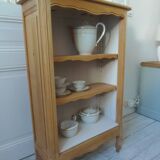 Petite bibliothèque de belle facture en bois brut finition cirée