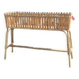 Large vintage bamboo and rattan planter