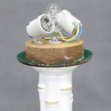 1940s Restored Ceramic Table Lamp with Glass Shade