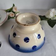 Antique Lunéville earthenware bowl KG with blue polka dots