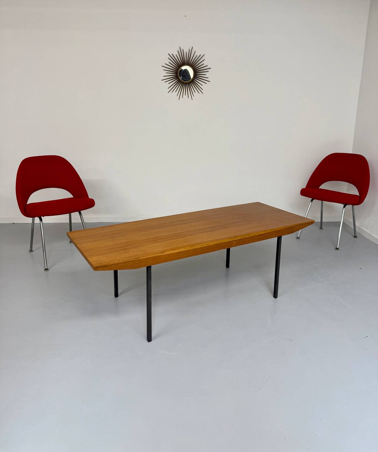 Antique Wilhelm Renz designer wooden coffee table, vintage Scandinavian style, 1960s