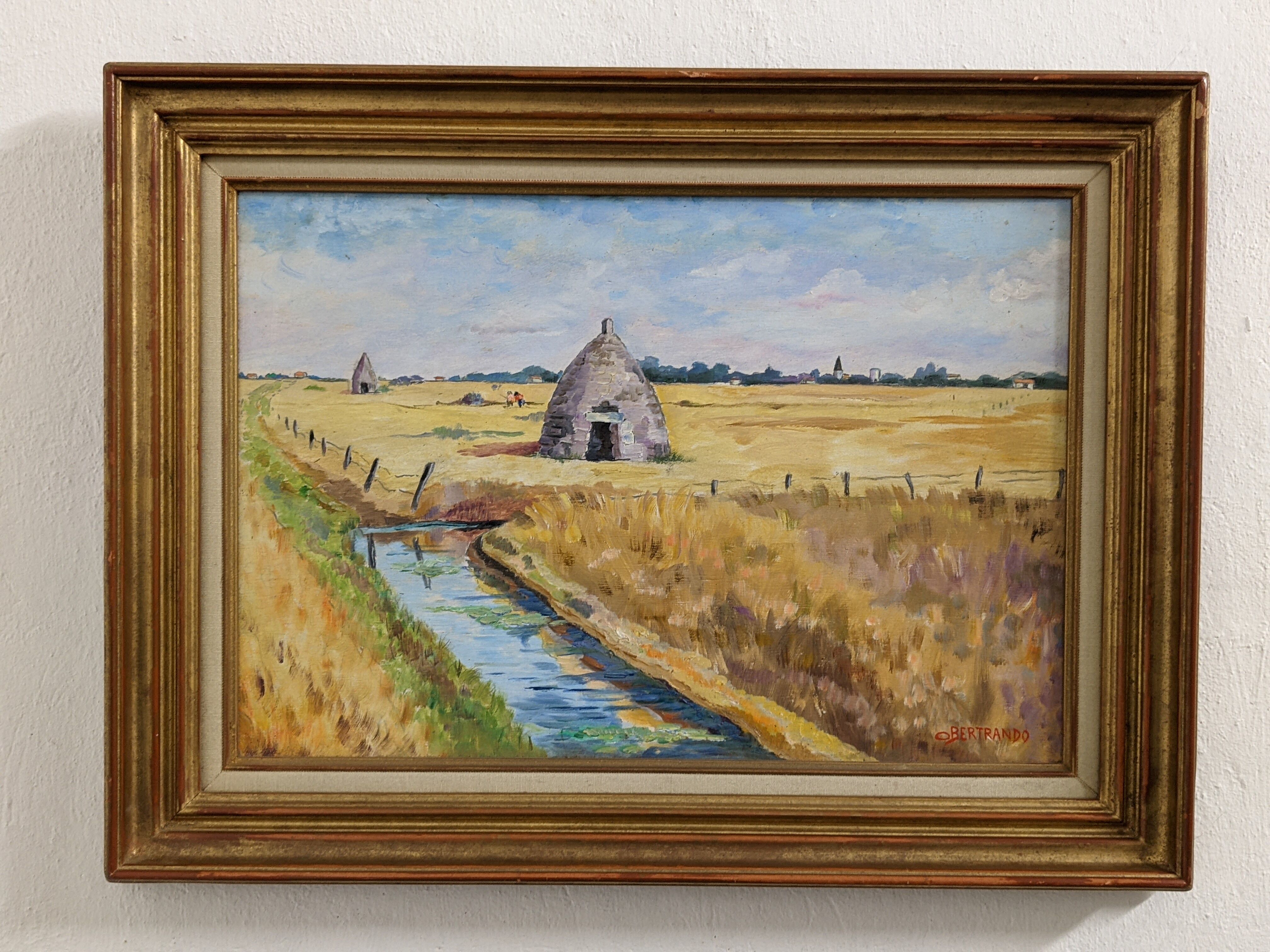 Oil landscape painting The salt marshes in Royan
