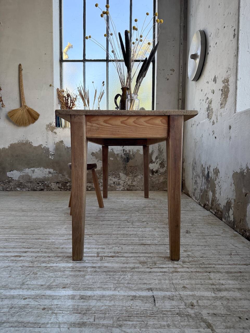 Table de ferme en pin et chêne