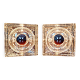 Pair of Ice Cube wall sconces in transparent bubbled glass, 1970s.