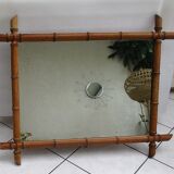 Large old mirror bamboo frame 69 X 87 cm
