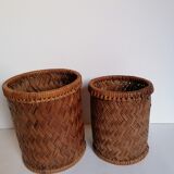 Duo of braided wicker pots