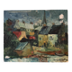 Oil on cardboard by Gérard Guéguéniat 1956 representing a village