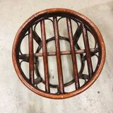 Pouf stool in rattan and bamboo vintage