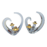 pair of Schneider crystal candlesticks