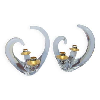 pair of Schneider crystal candlesticks