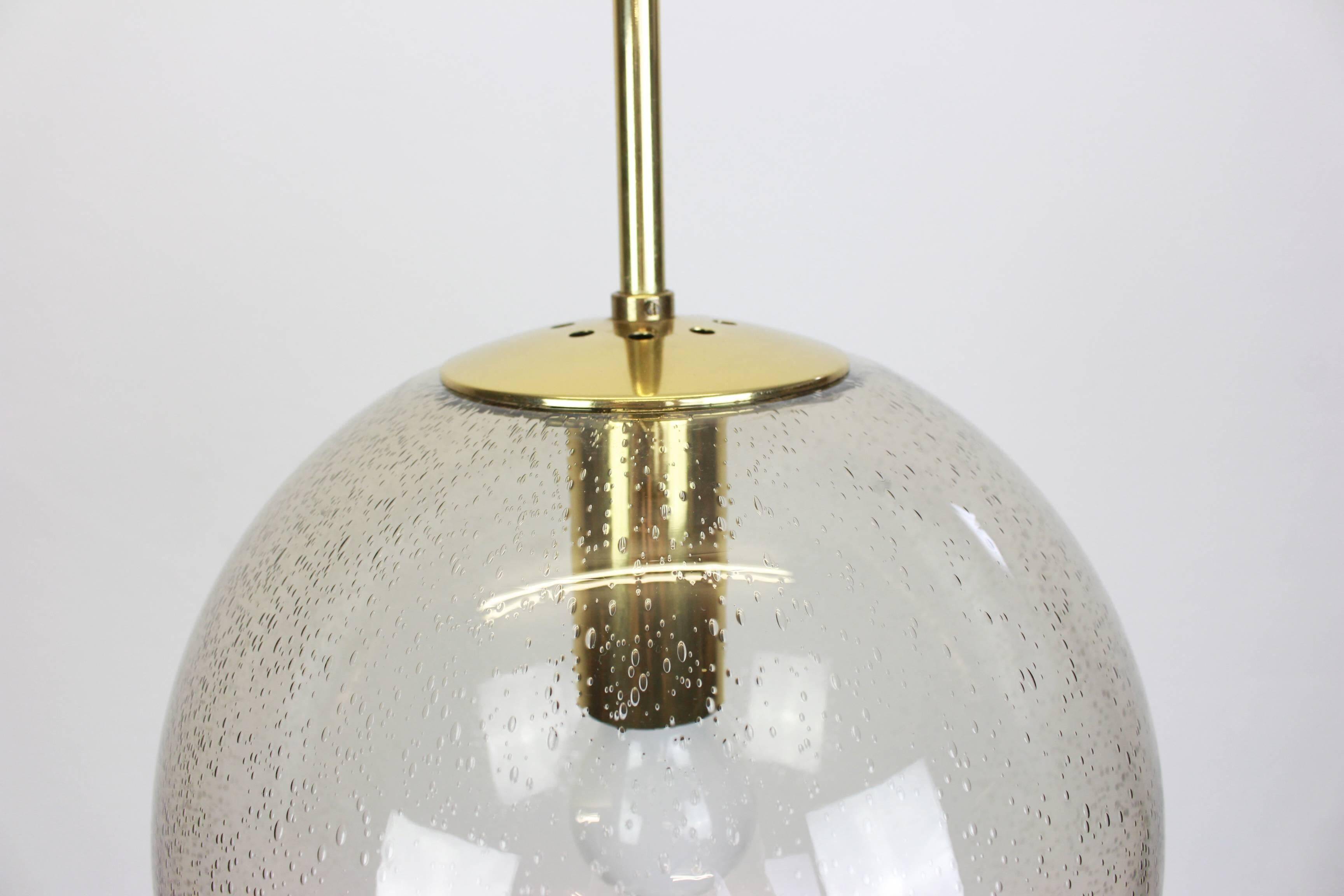 Limburg pendant light with smoked glass ball, Germany, 1970s