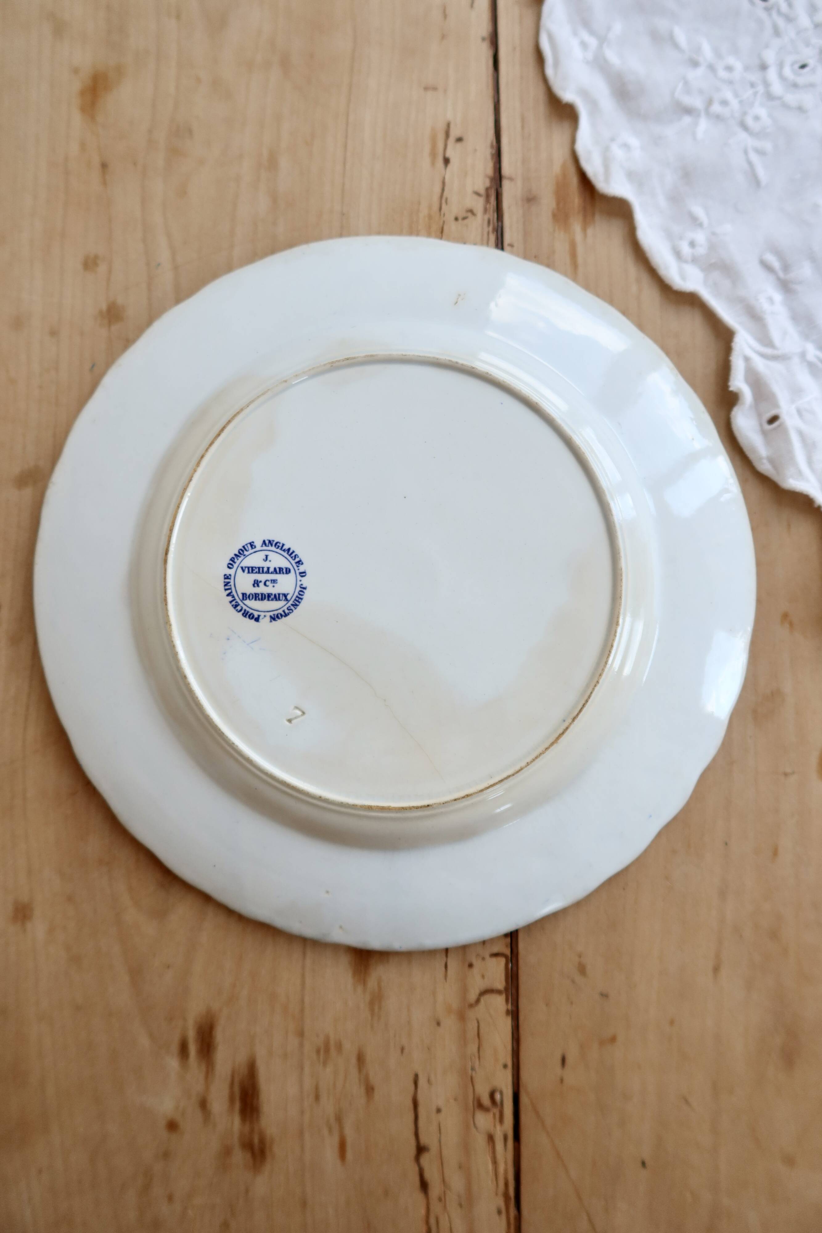 Antique plate Jules Vieillard Bordeaux – Opaque blue and white porcelain