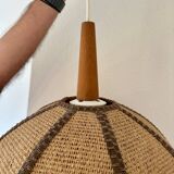 Wooden and rattan pendant light