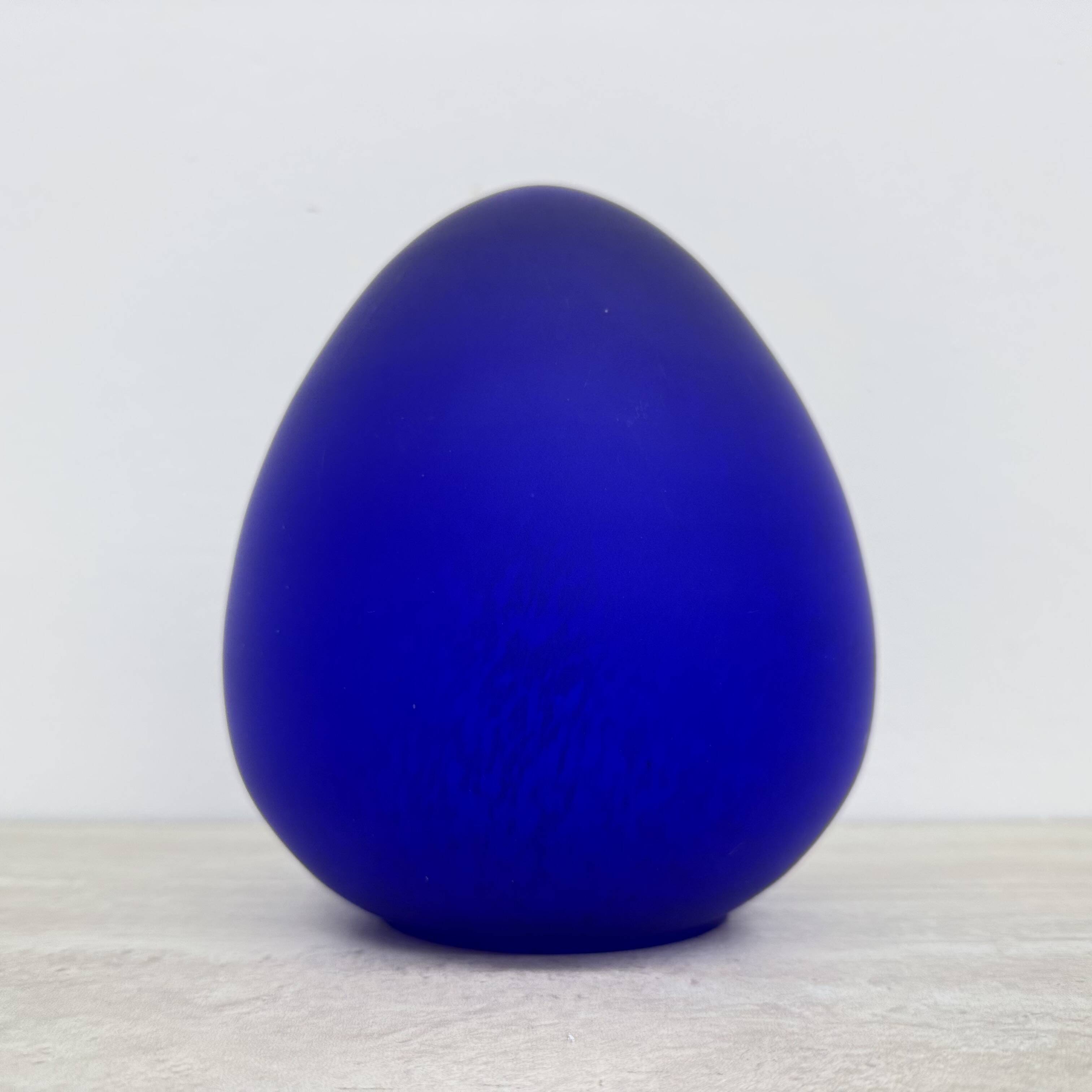 Mid-century design blue glass egg shaped table lamp , 1970s