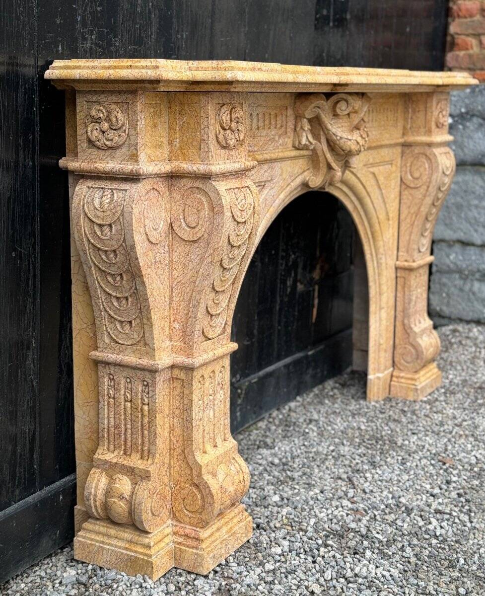 Napoleon iii style lamartine yellow marble fireplace circa 1880