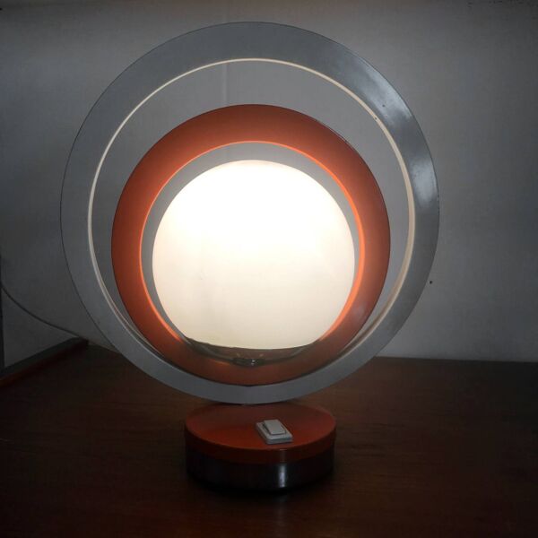 Paire de Lampes de Table Vintage • Saturn • Acier et Verre • Space Age  • 1960