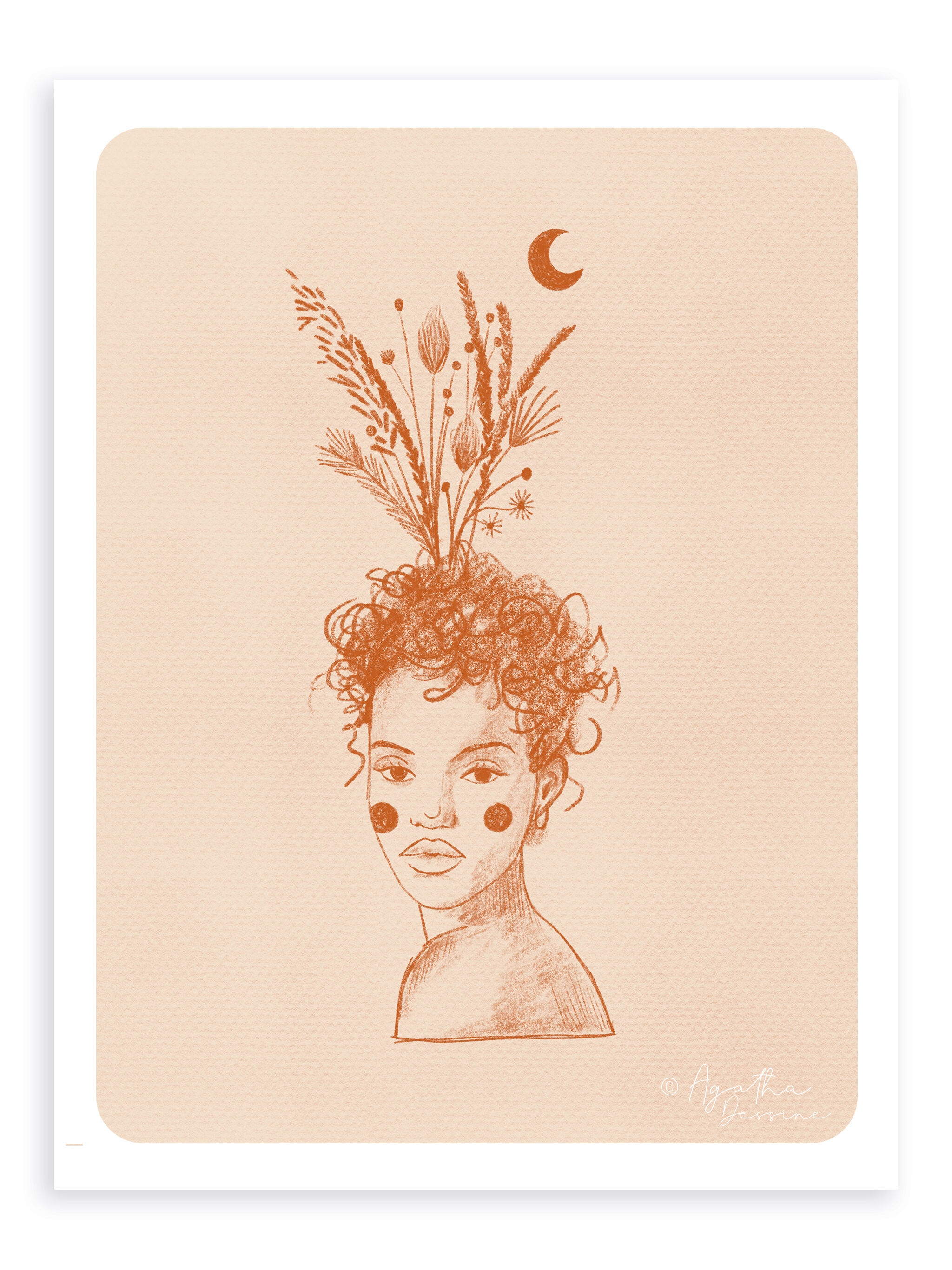 Illustration "Romantic face vase" A4