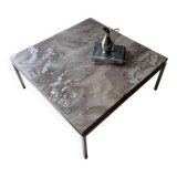 Mid-century coffee table natural stone chrome 1960s Netherlands