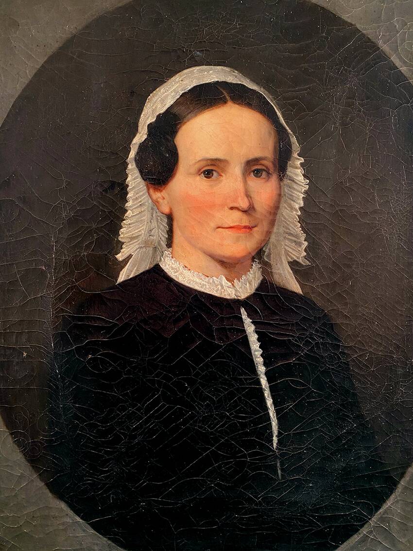 “Portrait of a woman in a black dress”, oil on canvas early 20th century