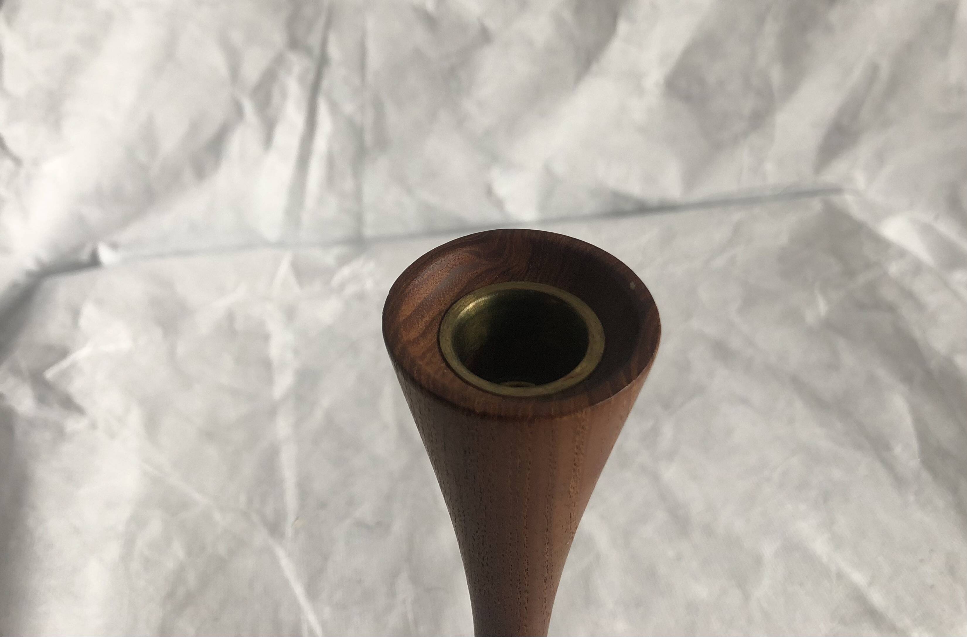 Vintage oiled teak wood candle holder, Scandinavian design