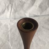 Vintage oiled teak wood candle holder, Scandinavian design